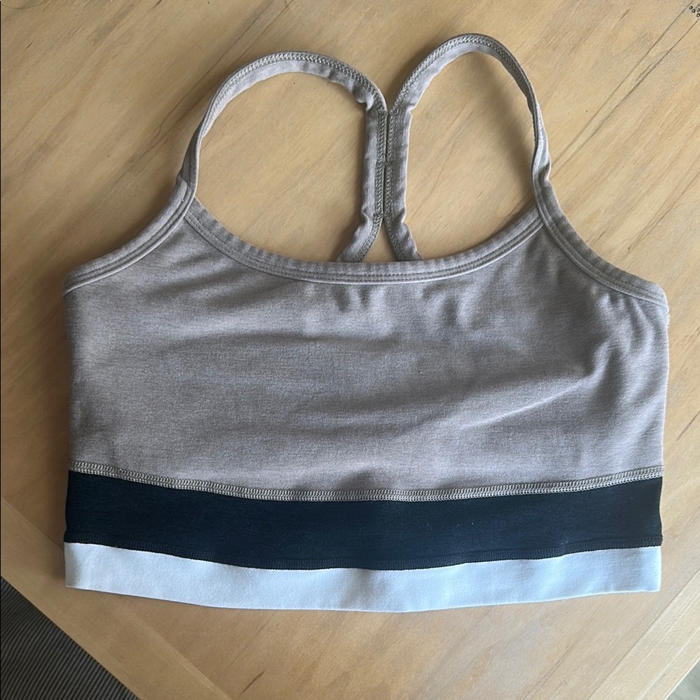 Beyond Yoga Tan and Black Sports Bra
